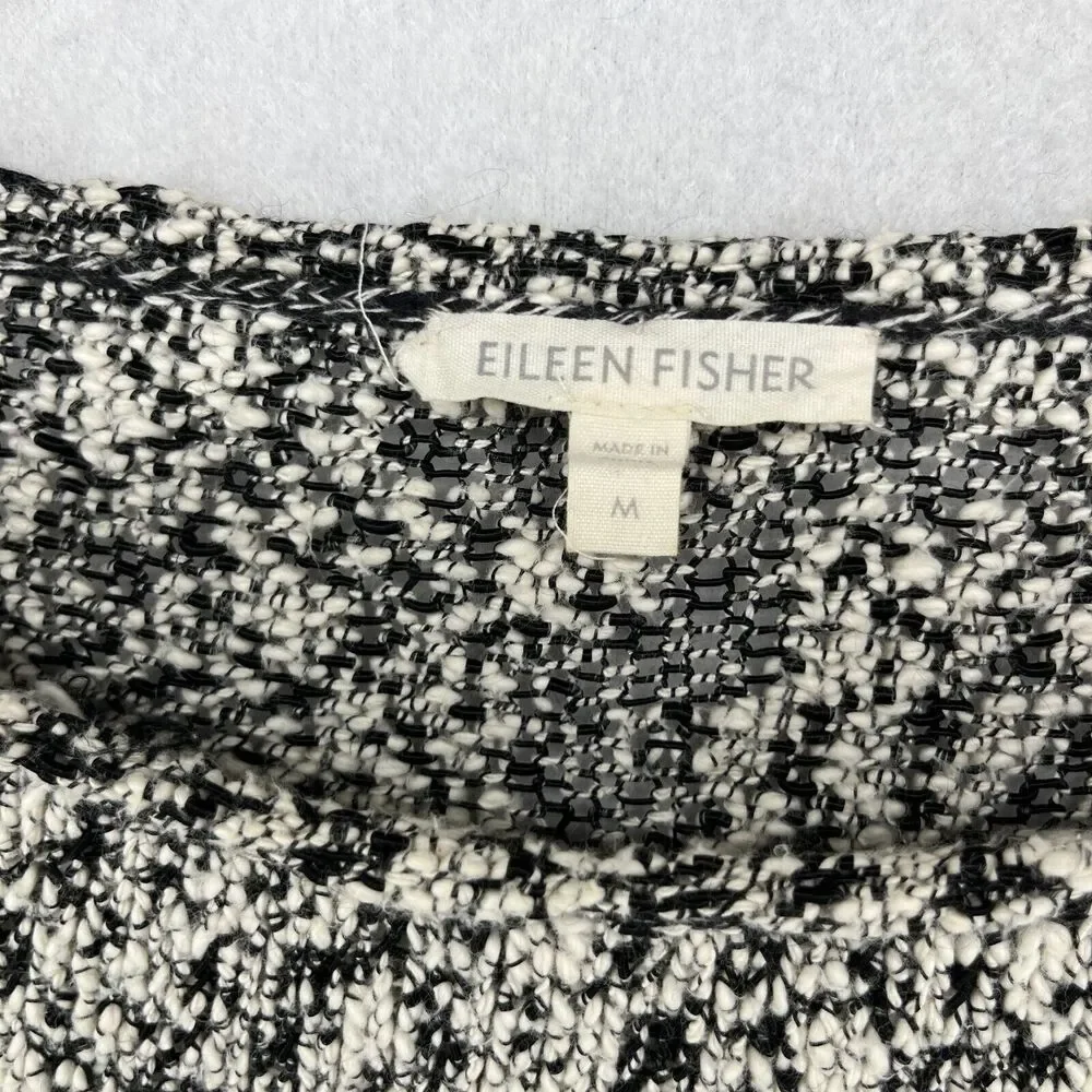 EILEEN FISHER Sweater M Cotton Viscose Slub Melange Chunky Knit Pullover Gray - Picture 12 of 16